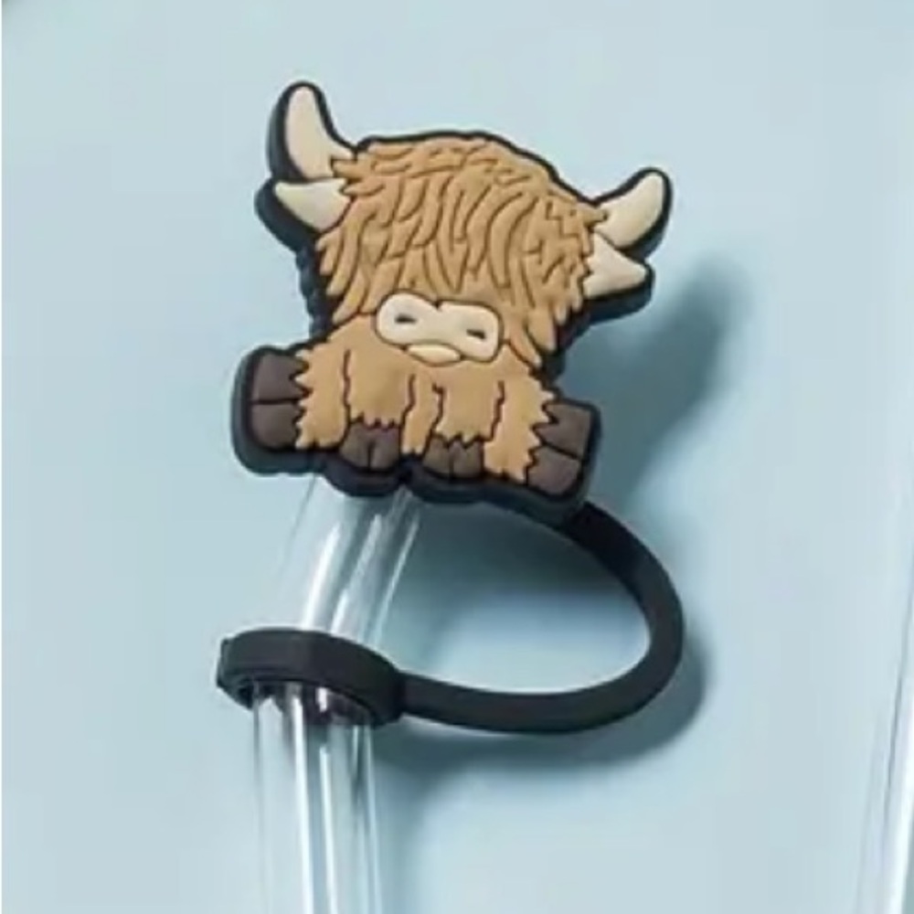 Cow, Highland Cow Straw Topper-Fits 10mm straw, NEW, Germ/Dust/Bug Proof